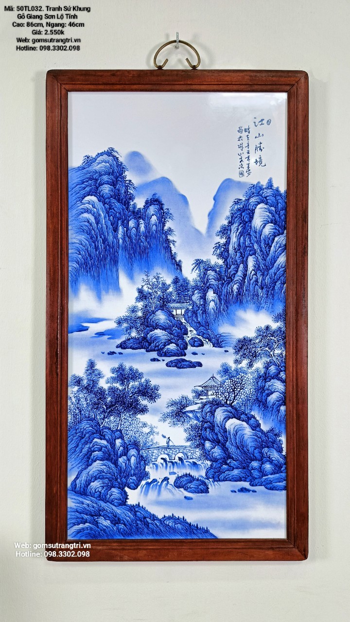TRANH SỨ KHUNG GỖ GIANG SƠN LỘ TĨNH